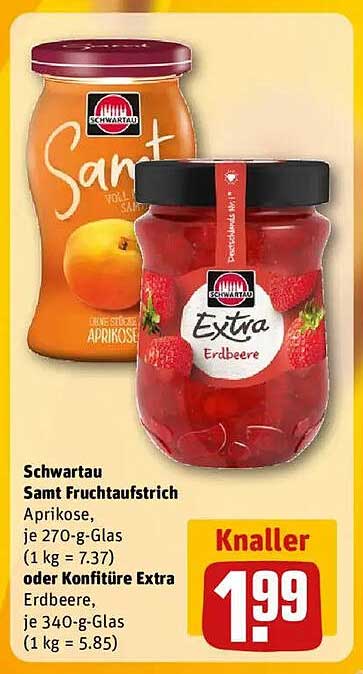 Schwartau Samt Fruchtaufstrich Aprikose oder Erdbeere