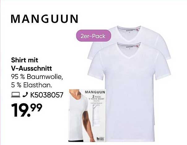 Shirt mit V-Ausschnitt 2er-Pack von MANGUUN