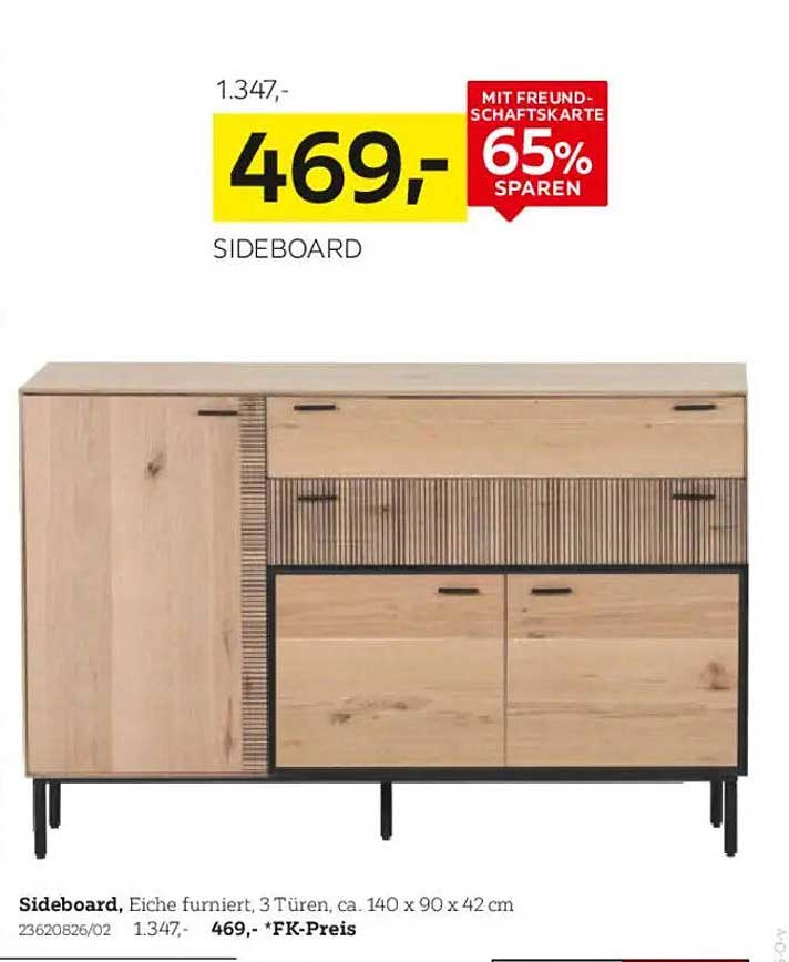 Sideboard aus Eiche mit 3 Türen – jetzt zum reduzierten Preis!