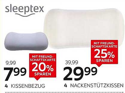 sleeptex Nackenstützkissen 4er Set und Kissenbezug 4er Set im Angebot