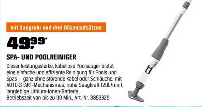 SPA- UND POOLREINIGER mit Saugrohr und drei Düsenaufsätzen