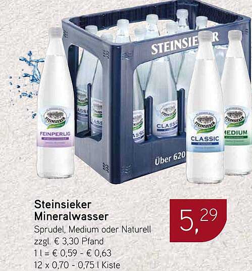 Steinsieker Mineralwasser - Sprudel, Medium oder Naturell