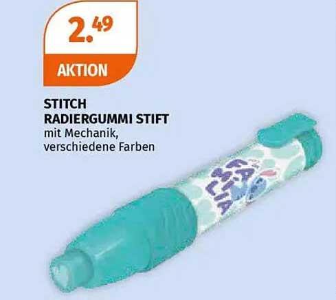 STITCH RADIERGUMMI STIFT mit Mechanik, verschiedene Farben