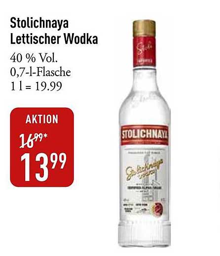 Stolichnaya Lettischer Wodka 0,7-l-Flasche