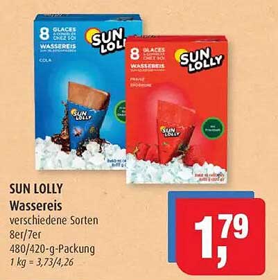 SUN LOLLY Wassereis verschiedene Sorten 8er/7er