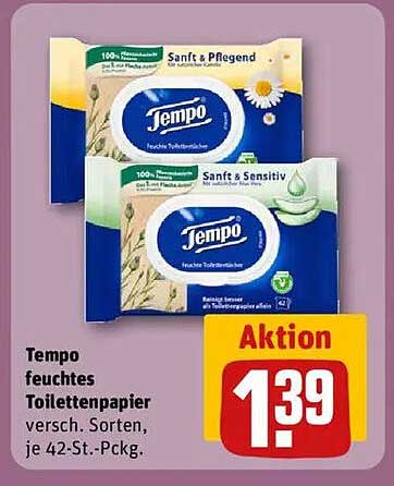 Tempo feuchtes Toilettenpapier – verschiedene Sorten, je 42-St.-Pkg.