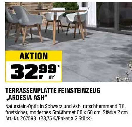 Terrassenplatte Feinsteinzeug "Ardesia Ash"