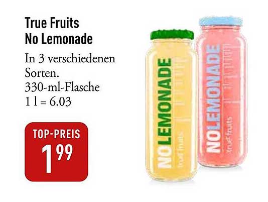 True Fruits No Lemonade in verschiedenen Sorten