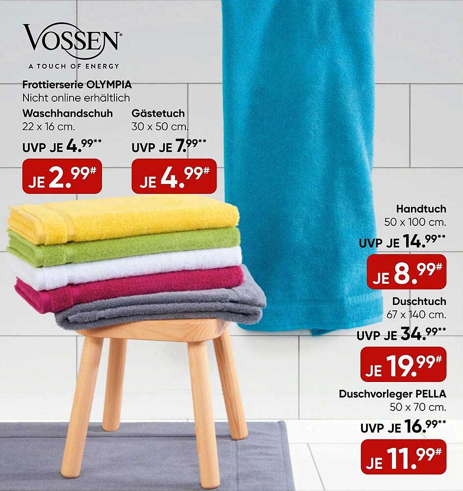 Vossen Frottierserie OLYMPIA: Handtuch, Duschtuch und Gästetuch in attraktivem Angebot
