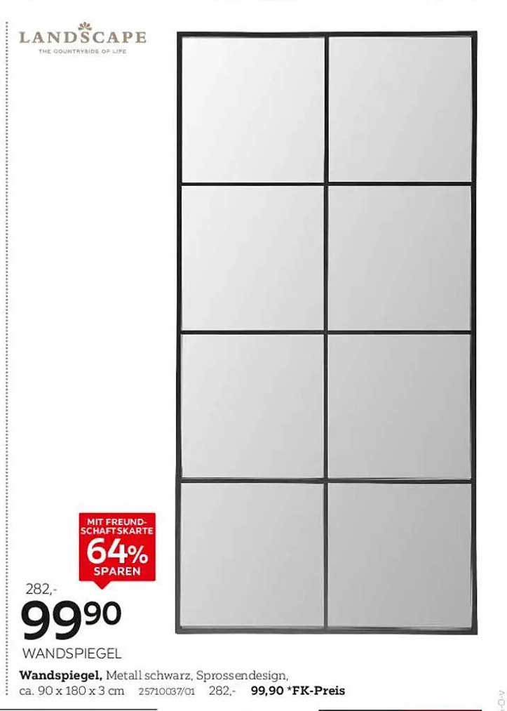 Wandspiegel Metall schwarz, Sprossendesign