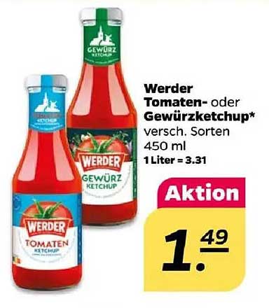 Werder Tomaten- oder Gewürzketchup 450 ml