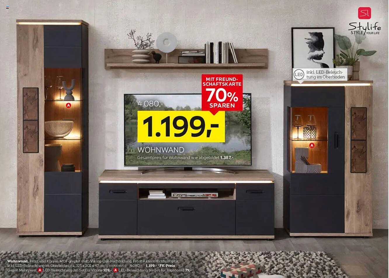 WOHNWAND - 70% SPAREN mit Freundschaftskarte!