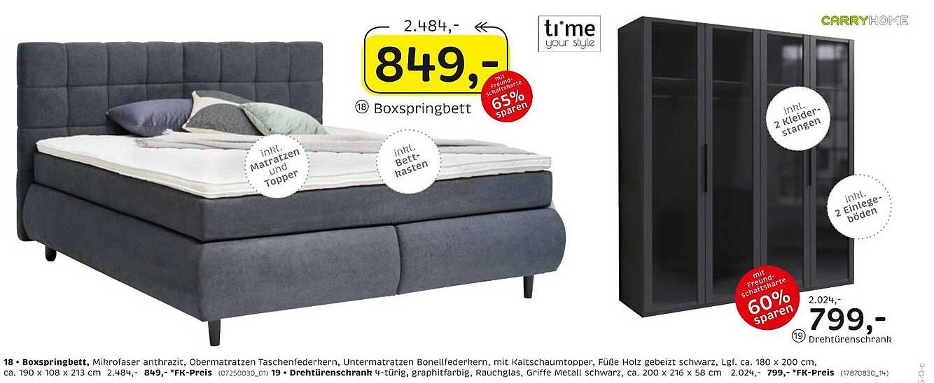 XXXLutz Boxspringbett inkl. Matratzen und Topper
