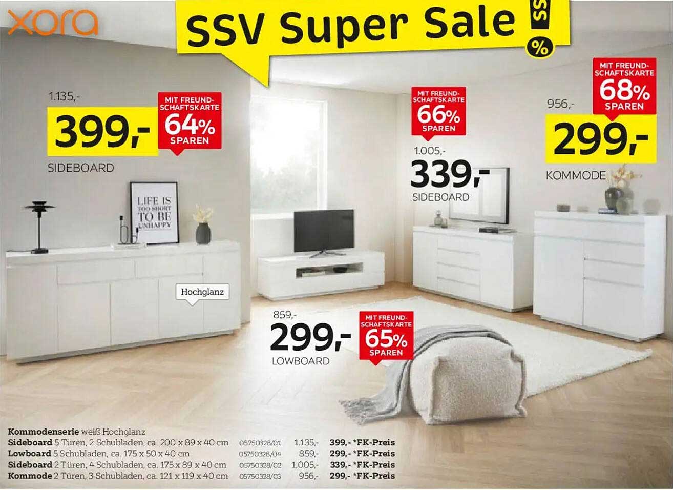 XXXLutz Sideboard in Hochglanz Weiß - Jetzt zum Mega-Preis!