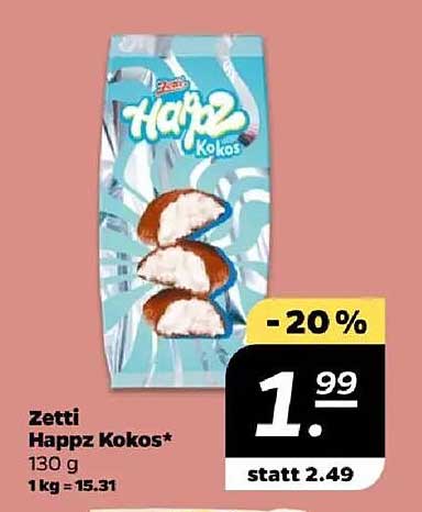 Zetti Happz Kokos 130 g - 20 % Rabatt