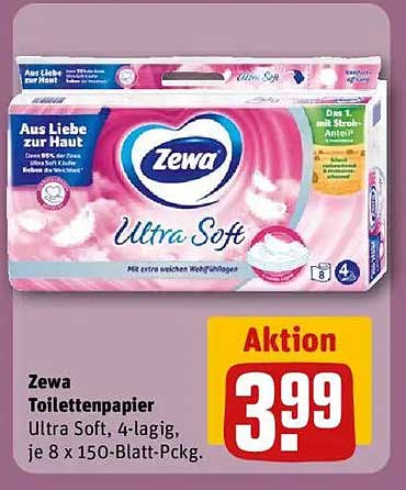 Zewa Toilettenpapier Ultra Soft - 4-lagig, je 8 x 150-Blatt-Packung