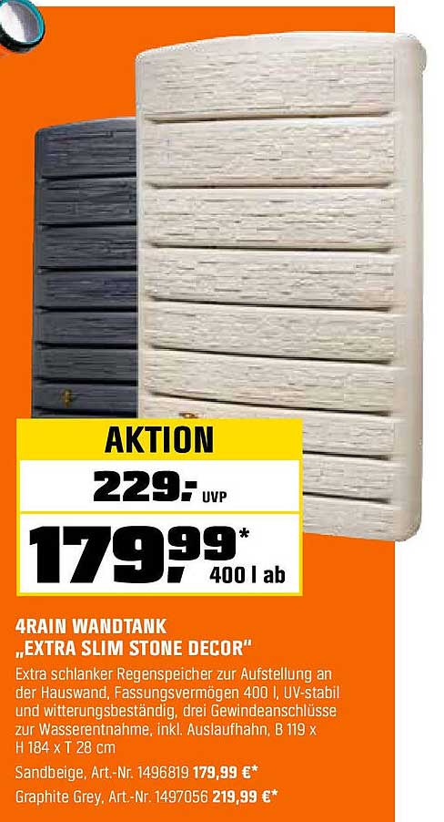 4RAIN WANDTANK „EXTRA SLIM STONE DECOR“