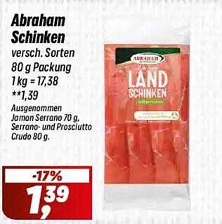 Abraham Schinken - Verschiedene Sorten 80 g Packung