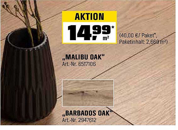 Aktion: Laminat "Malibu Oak" und "Barbados Oak"