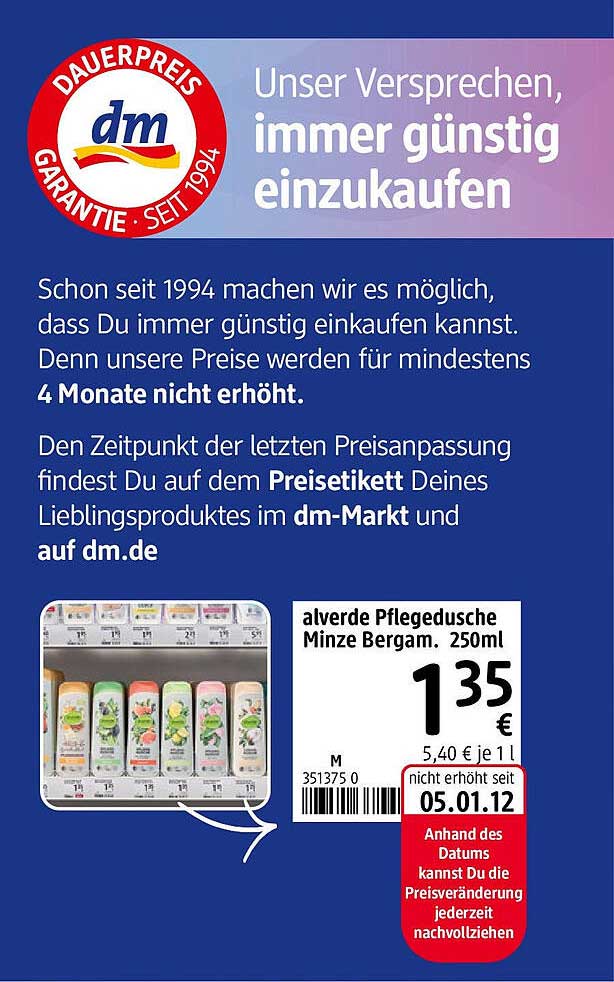 alverde Pflegedusche Minze Bergamotte 250ml