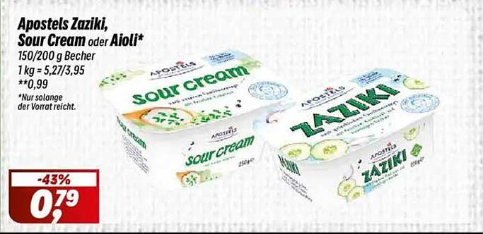 Apostels Zaziki, Sour Cream oder Aioli - 150/200 g Becher
