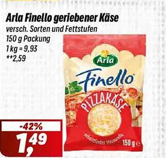 Arla Finello geriebener Käse – 150 g Packung