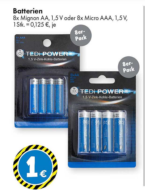 Batterien 8x Mignon AA oder 8x Micro AAA