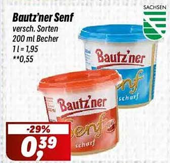 Baut'zner Senf 200 ml Becher - verschiedene Sorten