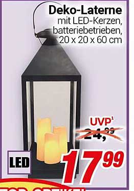 Deko-Laterne mit LED-Kerzen, batteriebetrieben, 20 x 20 x 60 cm