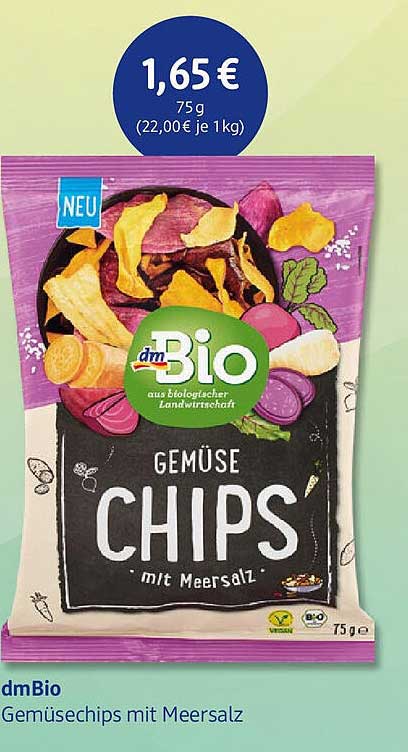 dmBio Gemüsechips mit Meersalz 75g