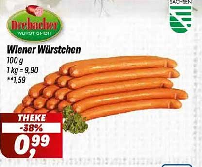 Drehacher Wiener Würstchen 100 g zum Sonderpreis