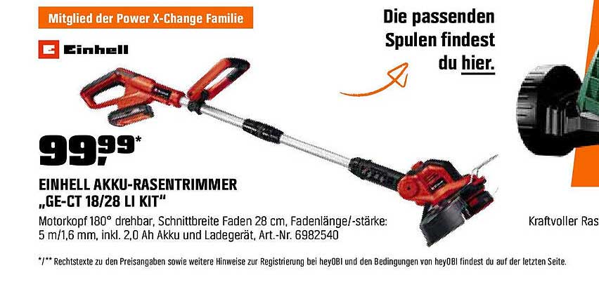 EINHELL AKKU-RASENTRIMMER „GE-CT 18/28 LI KIT“