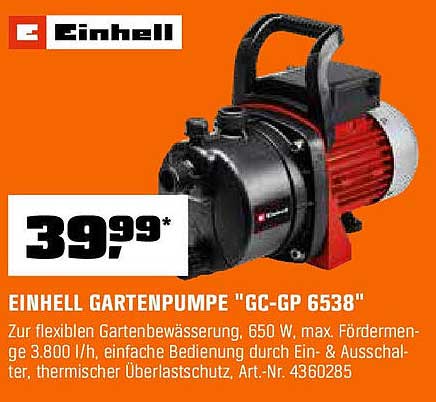 EINHELL GARTENPUMPE "GC-GP 6538"