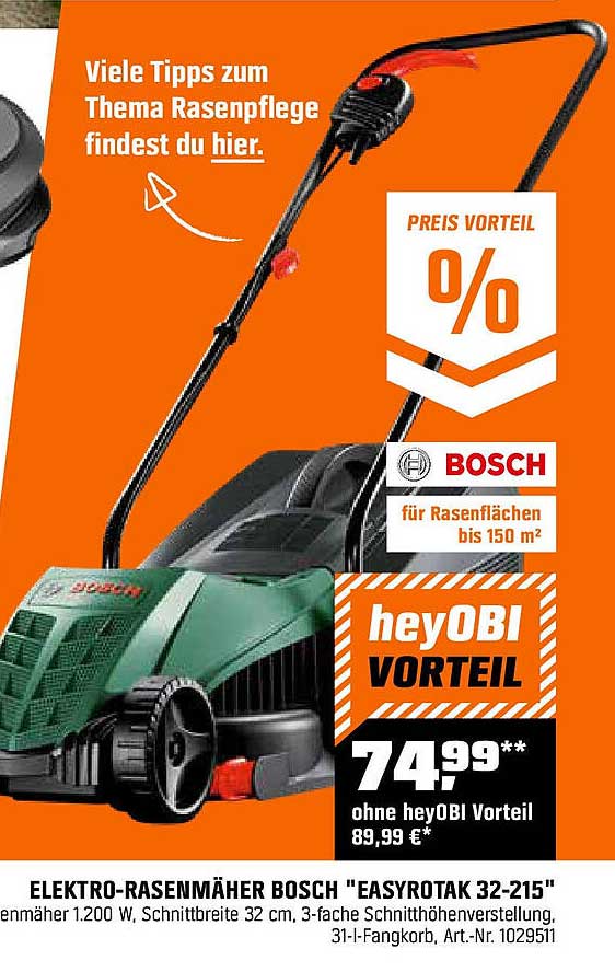 ELEKTRO-RASENMÄHER BOSCH "EASYROTACK 32-215"