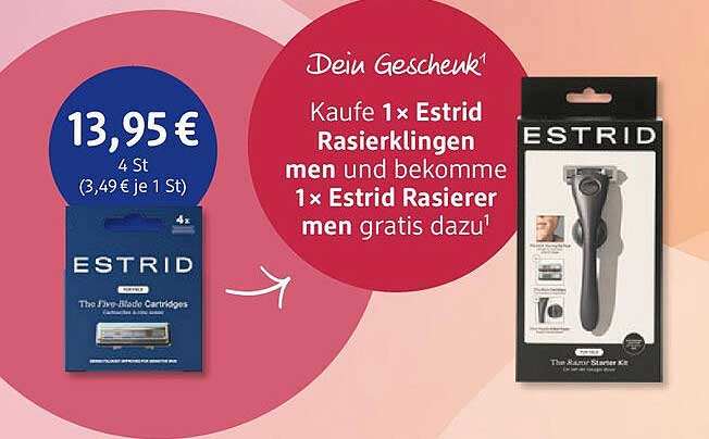 Estrid Rasierklingen+Rasierer im Geschenkset