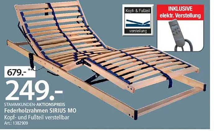 Federholzrahmen Sirius MO - Kopf- und Fußteil verstellbar