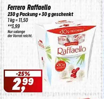 Ferrero Raffaello 230 g Packung + 30 g geschenkt