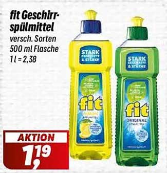 fit Geschirrspülmittel verschiedene Sorten 500 ml Flasche