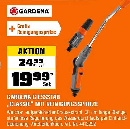 Gardena Giessstab „Classic“ mit Reinigungspritze