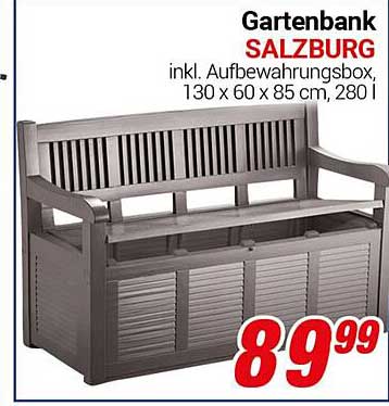 Gartenbank SALZBURG inkl. Aufbewahrungsbox, 130 x 60 x 85 cm, 280 l