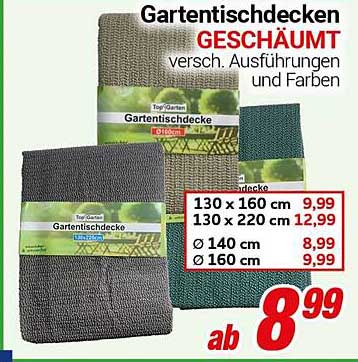 Gartentischdecken GESCHÄUMT - verschiedene Ausführungen und Farben