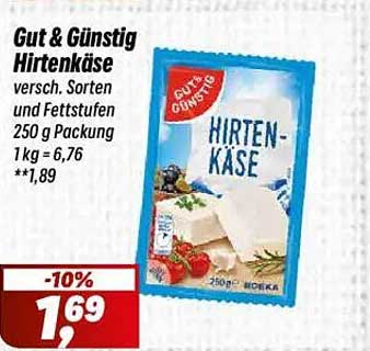 Gut & Günstig Hirtenkäse 250 g – jetzt nur 1,69 €