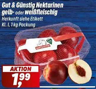 Gut & Günstig Nektarinen gelb- oder weißfleischig, 1 kg Packung