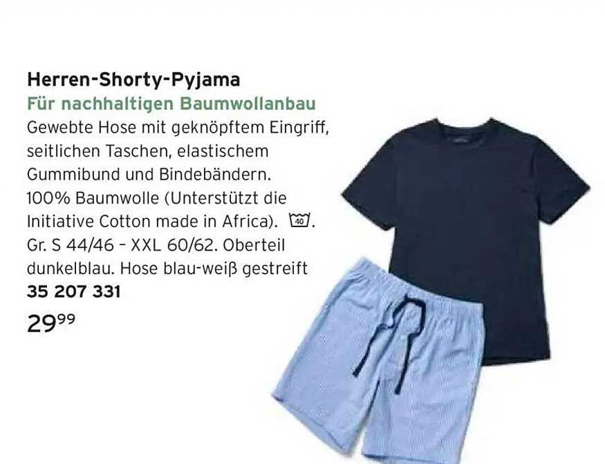 Herren-Shorty-Pyjama für nachhaltigen Baumwollanbau