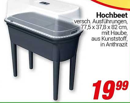 Hochbeet, verschiedene Ausführungen, 77,5 x 37,8 x 82 cm, mit Haube, aus Kunststoff, in Anthrazit