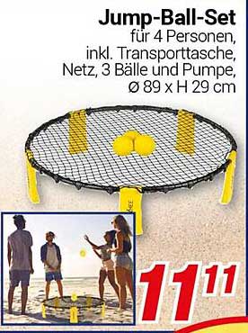 Jump-Ball-Set für 4 Personen, inkl. Tragetasche, Netz, 3 Bälle und Pumpe, Ø 89 x H 29 cm