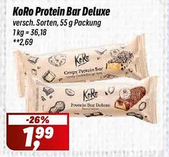 KoRo Protein Bar Deluxe - Verschiedene Sorten, 55 g Packung