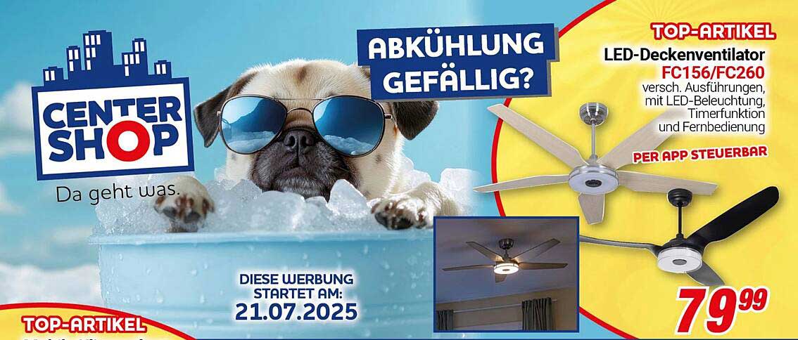 LED-Deckenventilator FC156/FC260 mit LED-Beleuchtung, Timerfunktion und fernbedienbar