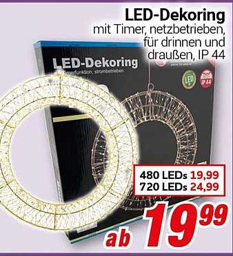 LED-Dekoring mit Timer, netzbetrieben, für drinnen und draußen, IP 44