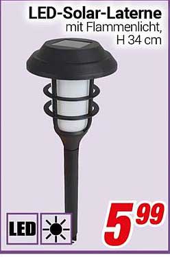 LED-Solar-Laterne mit Flammenlicht, H 34 cm